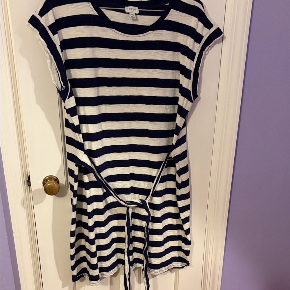 JCrew Factory Navy and White Striped Dress